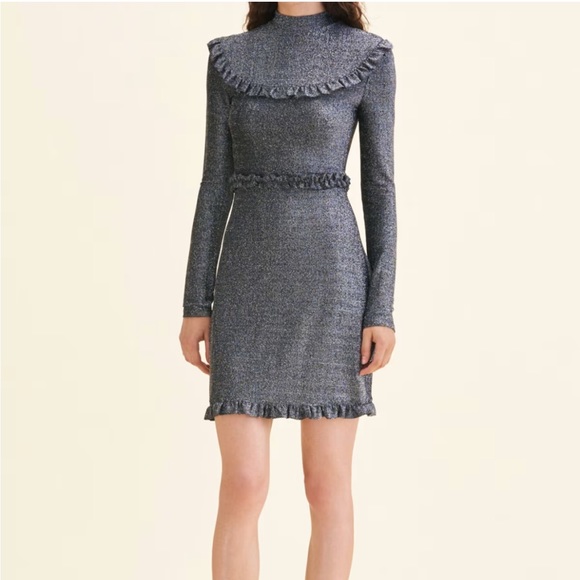 MAJE short knit dress with frills